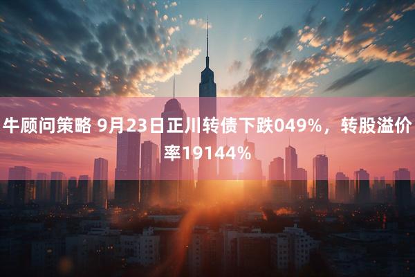 牛顾问策略 9月23日正川转债下跌049%，转股溢价率19144%