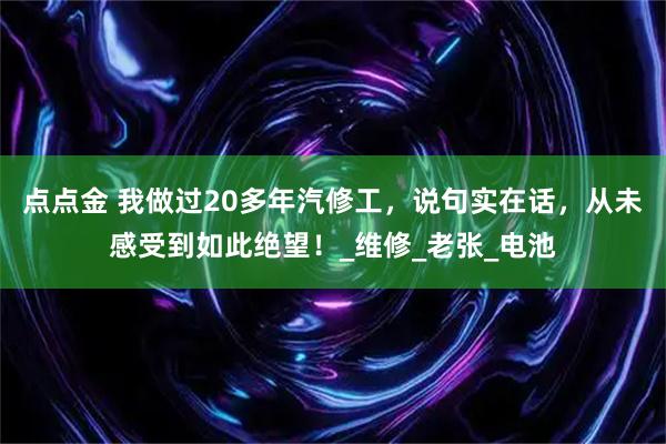 点点金 我做过20多年汽修工，说句实在话，从未感受到如此绝望！_维修_老张_电池